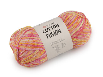 Bavlněná pletací příze Cotton Fusion 100 g - 1 ks - 7 (3646) růžová malinová oranžová
