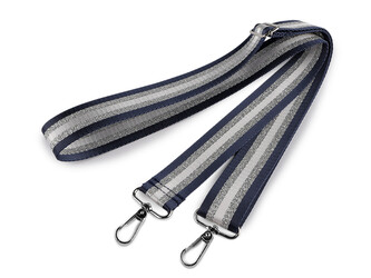 Textilní ucho / popruh na tašku s karabinami šíře 3,8 cm - 1 ks - 44 modrá tmavá stříbrná