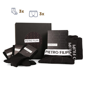 Pánská dárková sada 3PACK boxerky a 3PACK ponožky Pietro Filipi černé (6PARC1) XL