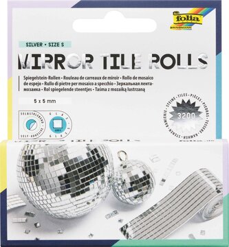 Samolepicí zrcadlová mozaika na roli (3200 ks), 5 x 5 mm, STŘÍBRNÁ