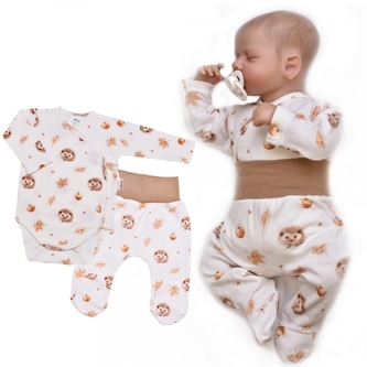 2D sada oblečení pro miminko, bavlna, Ježek, ecru; 56 (1-2m)