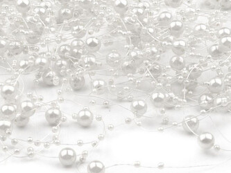 Perly na silonu Ø7 mm délka 130 cm - 12 ks - 1 White