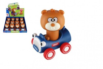 Medvěd/Medvídek Zmáčkni a jeď plast 9x11cm na setrvačník 12 ks v boxu