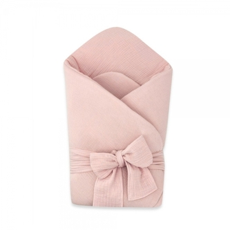 Elegantní mušelínová zavinovačka s vázáním Nature, 75x75 cm, pudrově růžová