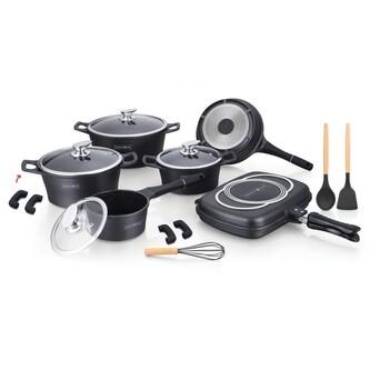 Sada nádobí Royalty, 18 ks, barva černá