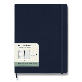 Diář Moleskine 2026 - tvrdé desky, XL, týdenní, modrý
