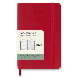 Diář Moleskine 2026 - měkké desky, S, týdenní, červený