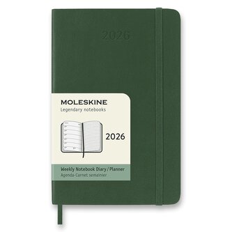 Diář Moleskine 2026 - měkké desky, S, týdenní, tmavě zelený
