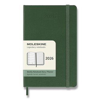 Diář Moleskine 2026 - tvrdé desky, S, týdenní, tmavě zelený