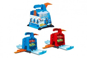 Garáž + 2 auta plast s vystřelovacím mechanismem 16x19x15cm