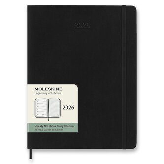 Diář Moleskine 2026 - měkké desky, XL, týdenní, černý