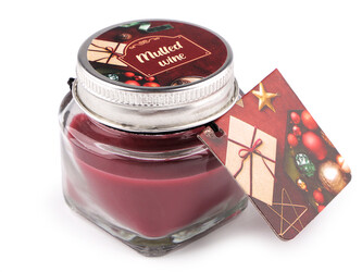Malá vonná svíčka ve skle s jmenovkou 28 g - 1 ks - 28 (Mulled wine) vínová vánoční
