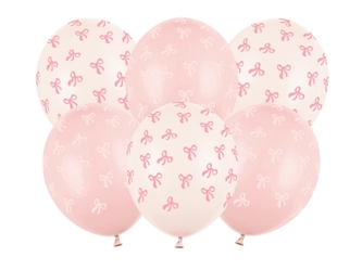 Balonky Růžová mašlička – krémovo-růžový mix, 6 ks, 30 cm