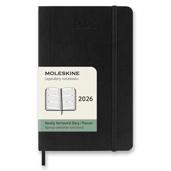 Diář Moleskine 2026 - měkké desky, S, týdenní, horizontální, černý
