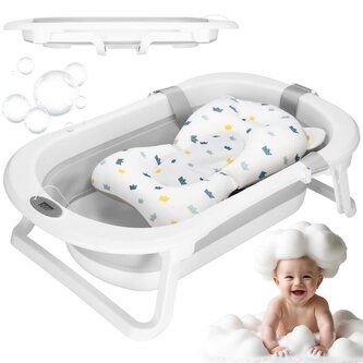 Vanička pro miminko s teploměrem + podložka skládací 40L SPRINGOS MIZZY šedá