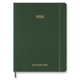 Diář Moleskine Essential Vegea 2026 - měkké desky, XXL, týdenní, vertikální, tmavě zelený