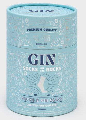 Dárkový set Socks on the Rocks: Gin (ponožky, sklenice)