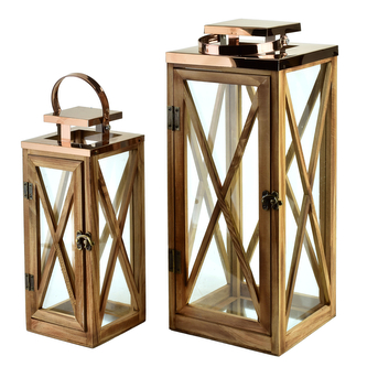 LEVI GOLD Komplet 2 latarni18x18x45cm/12,5x12,5x32cm