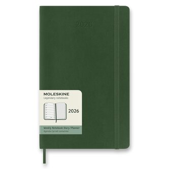 Diář Moleskine 2026 - měkké desky, L, týdenní, tmavě zelený