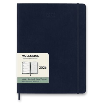 Diář Moleskine 2026 - měkké desky, XL, týdenní, modrý