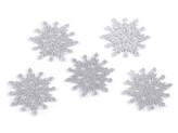 Vánoční filcová vločka s glitry Ø75 mm - 10 ks - 1 stříbrná