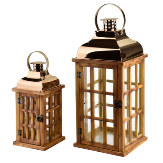 LEVI GOLD Komplet 2 latarni19,5x19,5x45+13,5x13,5x30,5cm