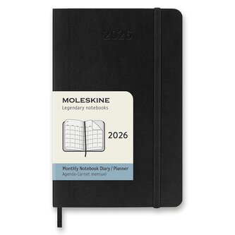 Diář Moleskine 2026 - měkké desky, S, měsíční, černý