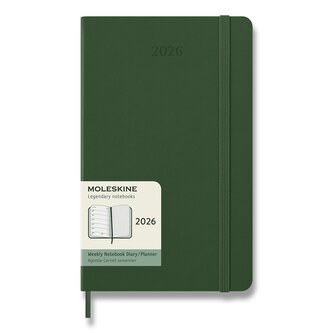 Diář Moleskine 2026 - tvrdé desky, L, týdenní, tmavě zelený