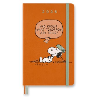 Diář Moleskine Peanuts 2026 - tvrdé desky, L, denní, oranžový