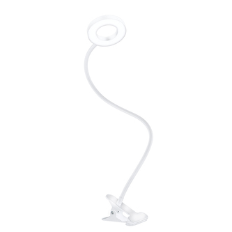 Solight LED stmívatelná stolní lampička s klipem bílá, 300lm, nastavitelná teplota světla, USB