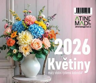 Kalendář 2026 Květiny, stolní, týdenní, 13 x 15 cm