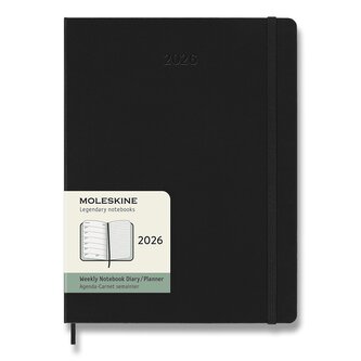 Diář Moleskine 2026 - tvrdé desky, XL, týdenní, černý