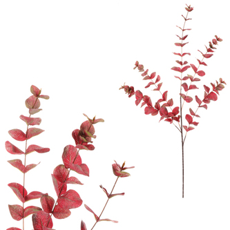 Eukalyptus - umělá větev, velké listy, 110 cm, červený