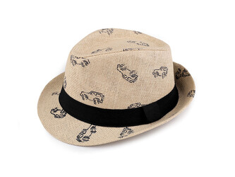 Dětský letní klobouk / slamák auta - 1 ks - 8 (vel. 52) přírodní