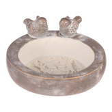 Krmítko/pítko - beton, kruhové, s ptáčky, antracitově šedé