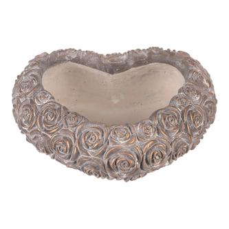 Obal na květiny - srdce s růžemi, beton, antracitově šedý