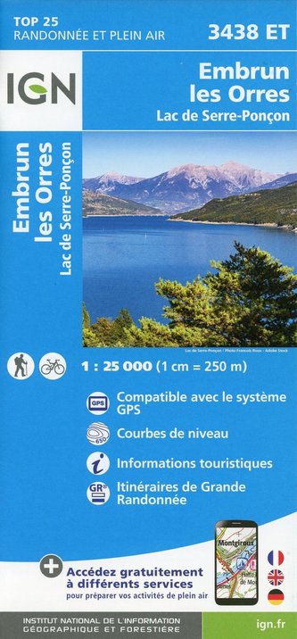 Embrun les Orres.Lac de Serre-Ponçon 1:25 000