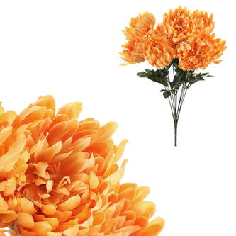 Chryzantéma - umělá kytice, 9 květů, tmavě žlutá