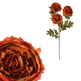 Pivoňka - umělá řezaná, květy s poupaty, oranžová