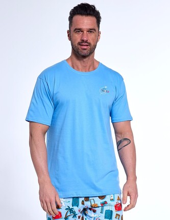 Piżama Cornette 326/174 Travel kr/r M-2XL męska niebieski XXL