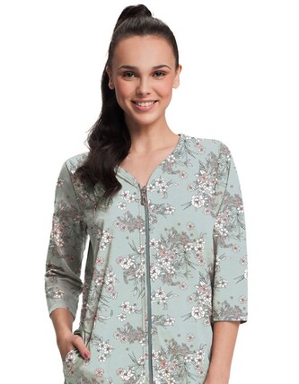 Szlafrok Luna 390 4XL W25 damski zielony kwiat 4XL