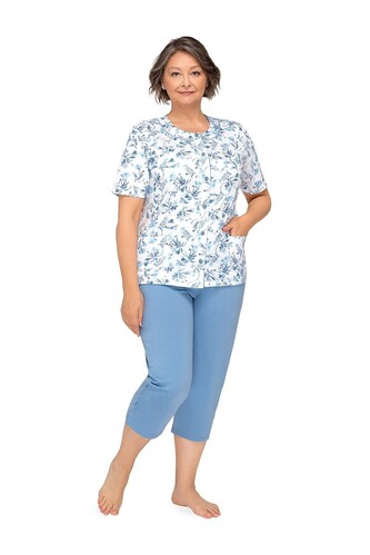 Piżama Martel Maria I 200 kr/r 3XL-4XL damska rozpinana niebieski ciemny 3XL