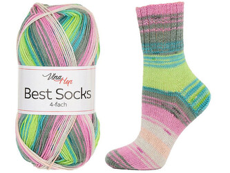 Pletací příze Best Socks samovzorovací / ponožkovka 100 g - 1 ks - 27 (7411) růžová sv.