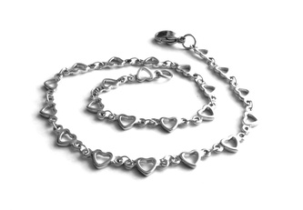 Steel Jewelry Náramek na nohu (kotník) srdíčka z chirurgické oceli NK090385