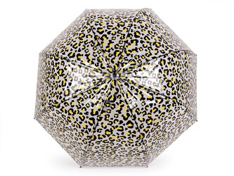 Dámský / dívčí průhledný vystřelovací deštník leopard - 1 ks - 3 žlutá