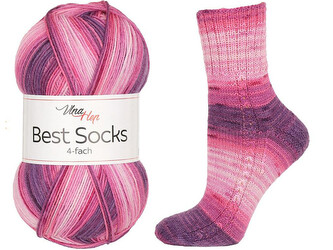 Pletací příze Best Socks samovzorovací / ponožkovka 100 g - 1 ks - 25 (7406) růžovofialová