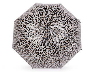 Dámský / dívčí průhledný vystřelovací deštník leopard - 1 ks - 2 béžová světlá