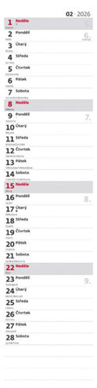 Poznámková vázanka 2026 - nástěnný kalendář