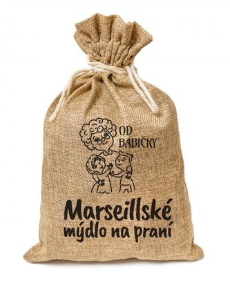 Marseillské mýdlo na praní vločky v jutovém pytlíku 130 g