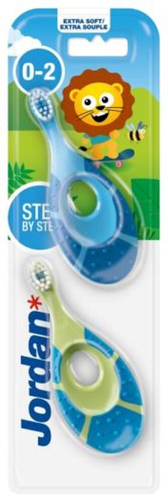 Jordan Step by Step dětský zubní kartáček, ve věku 0-2 let, 2 ks